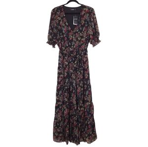 Lauren Ralph Lauren Floral Belted Crinkle Georgette Dress maxi cottagecore black
